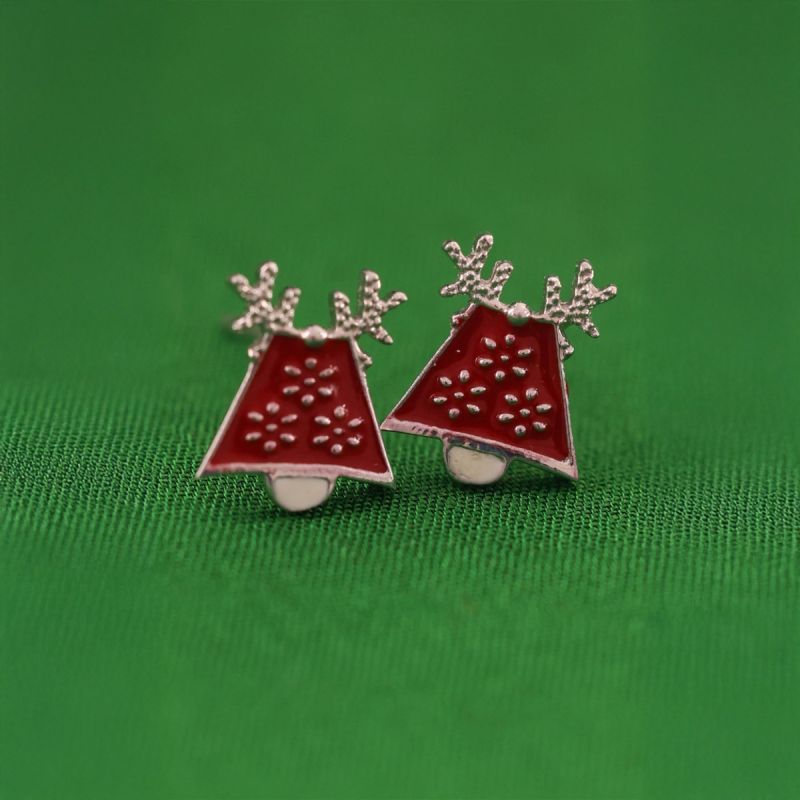 Festive Flair Red Enamel Earrings