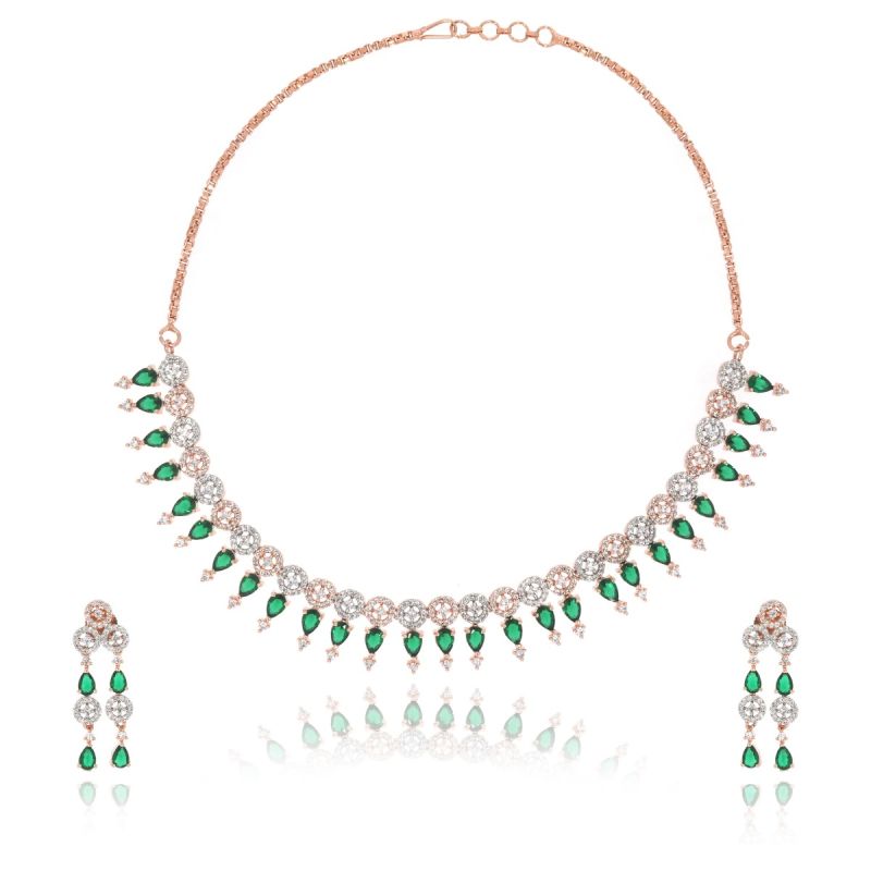 Glossy Greenery Necklace Set