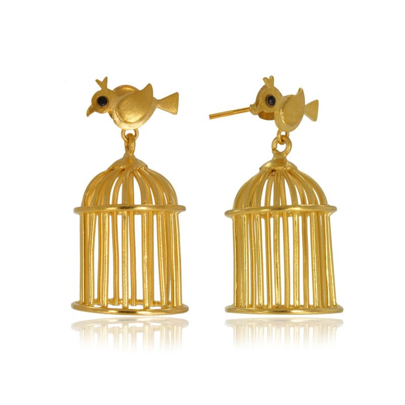 Bird N Cage Formed Earrings