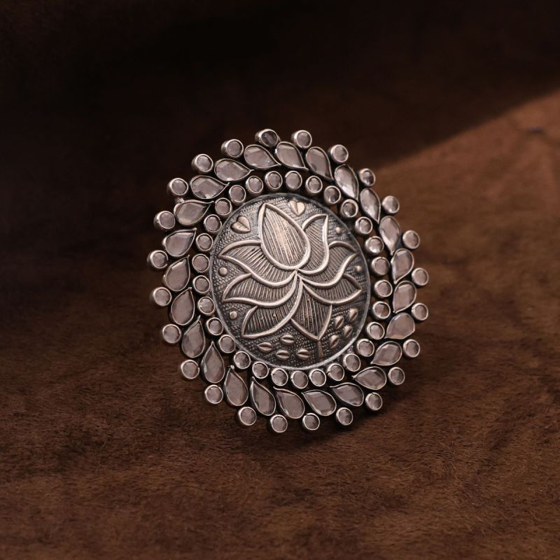 Lotus Grandeur Silver Ring
