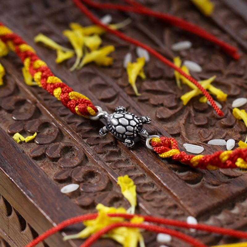 Lucky Charm Turtle Silver Rakhi